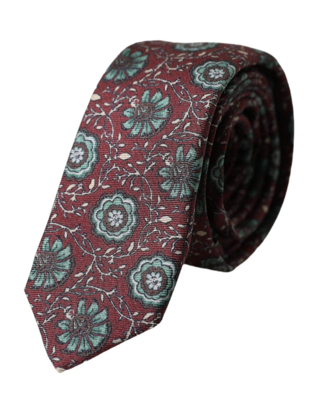 Maroon Floral 100% Silk Adjustable Men's Tie