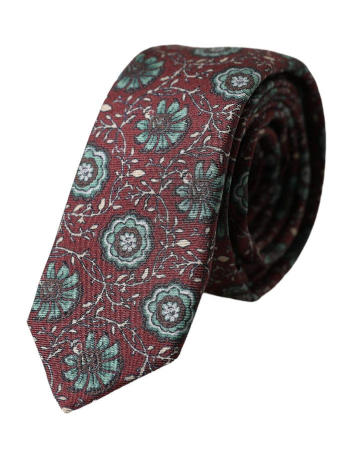 Maroon Floral 100% Silk Adjustable Men's Tie