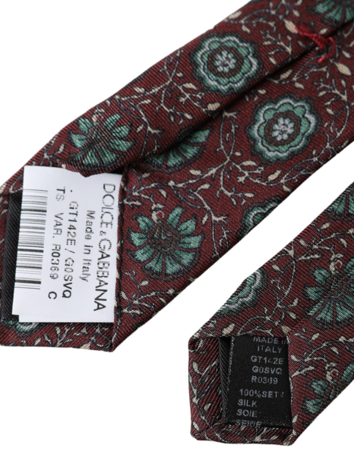 Maroon Floral 100% Silk Adjustable Men's Tie