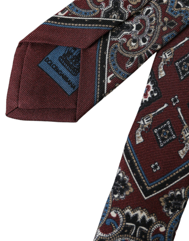Bordeaux Printed 100% Silk Adjustable Men's Tie