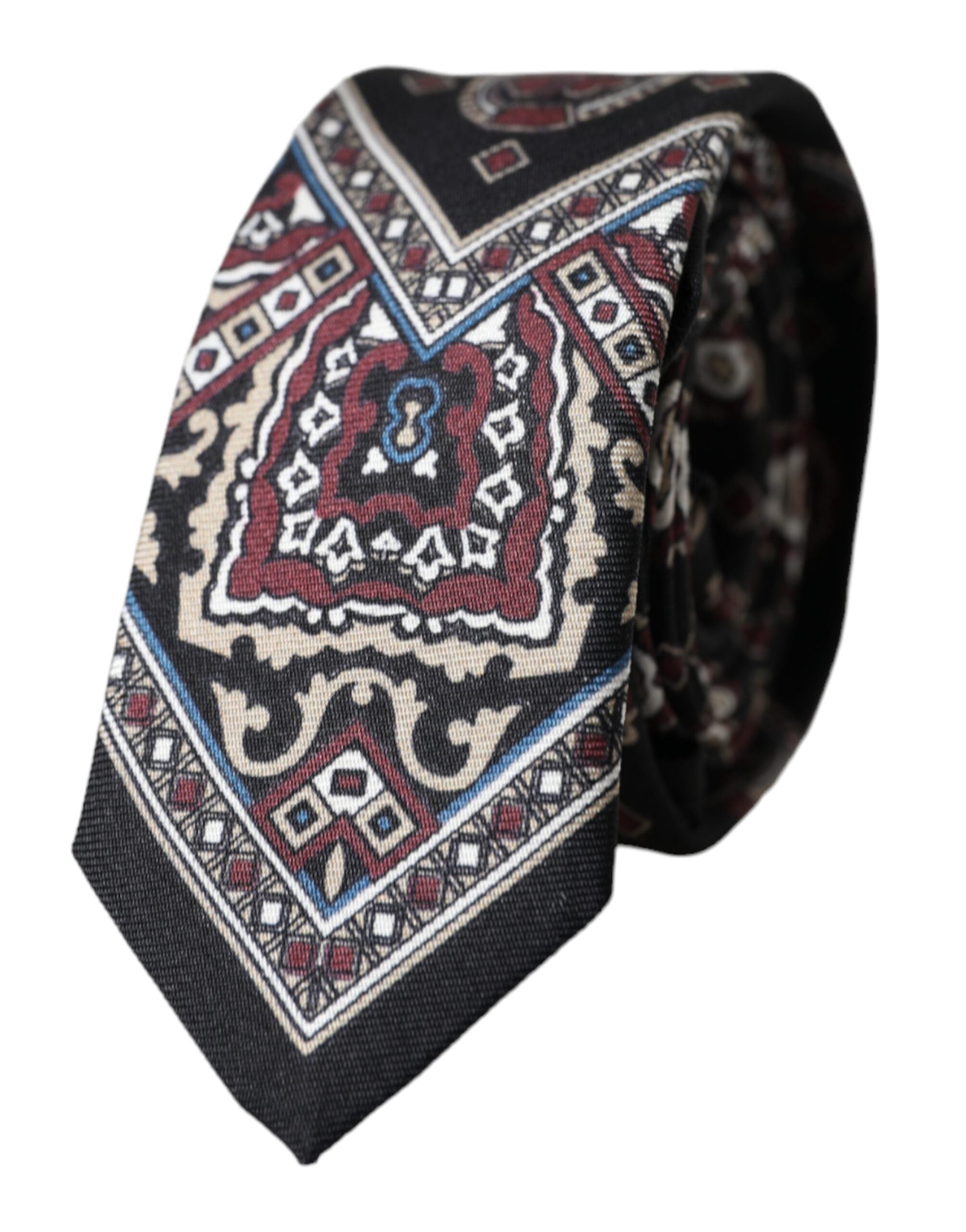 Black Printed 100% Silk Adjustable Men's Tie