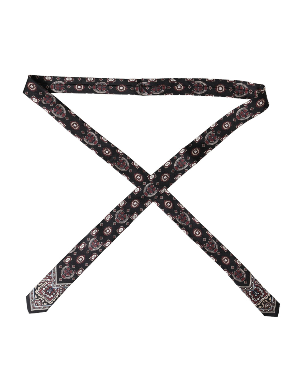 Black Printed 100% Silk Adjustable Men's Tie