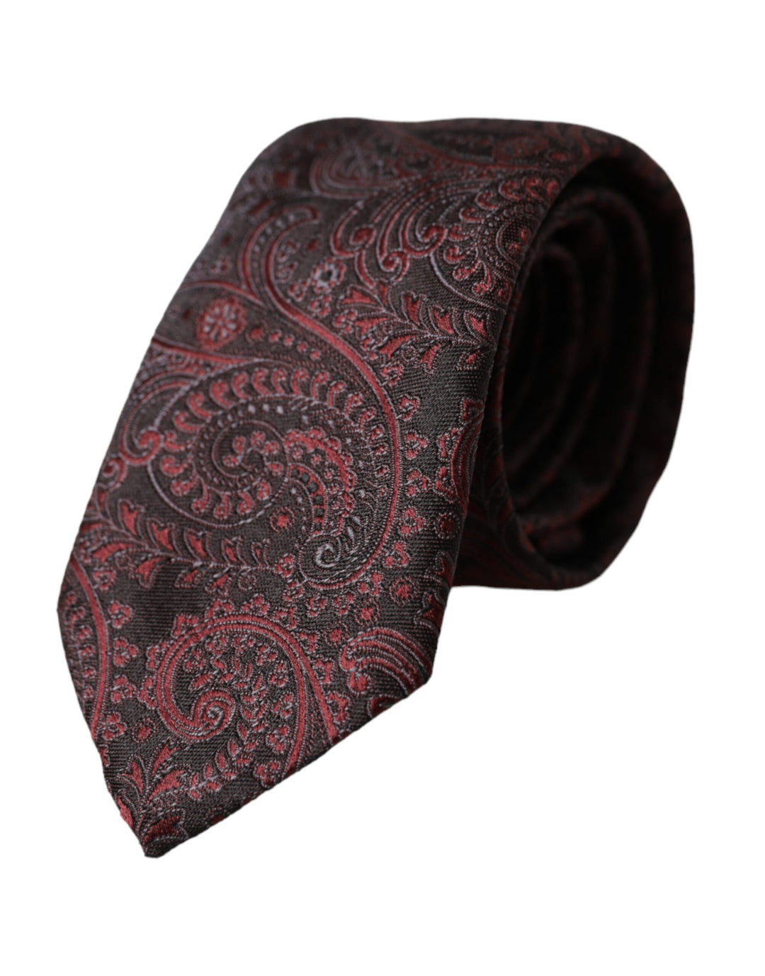 Bordeaux patterned silk tie for men, adjustable