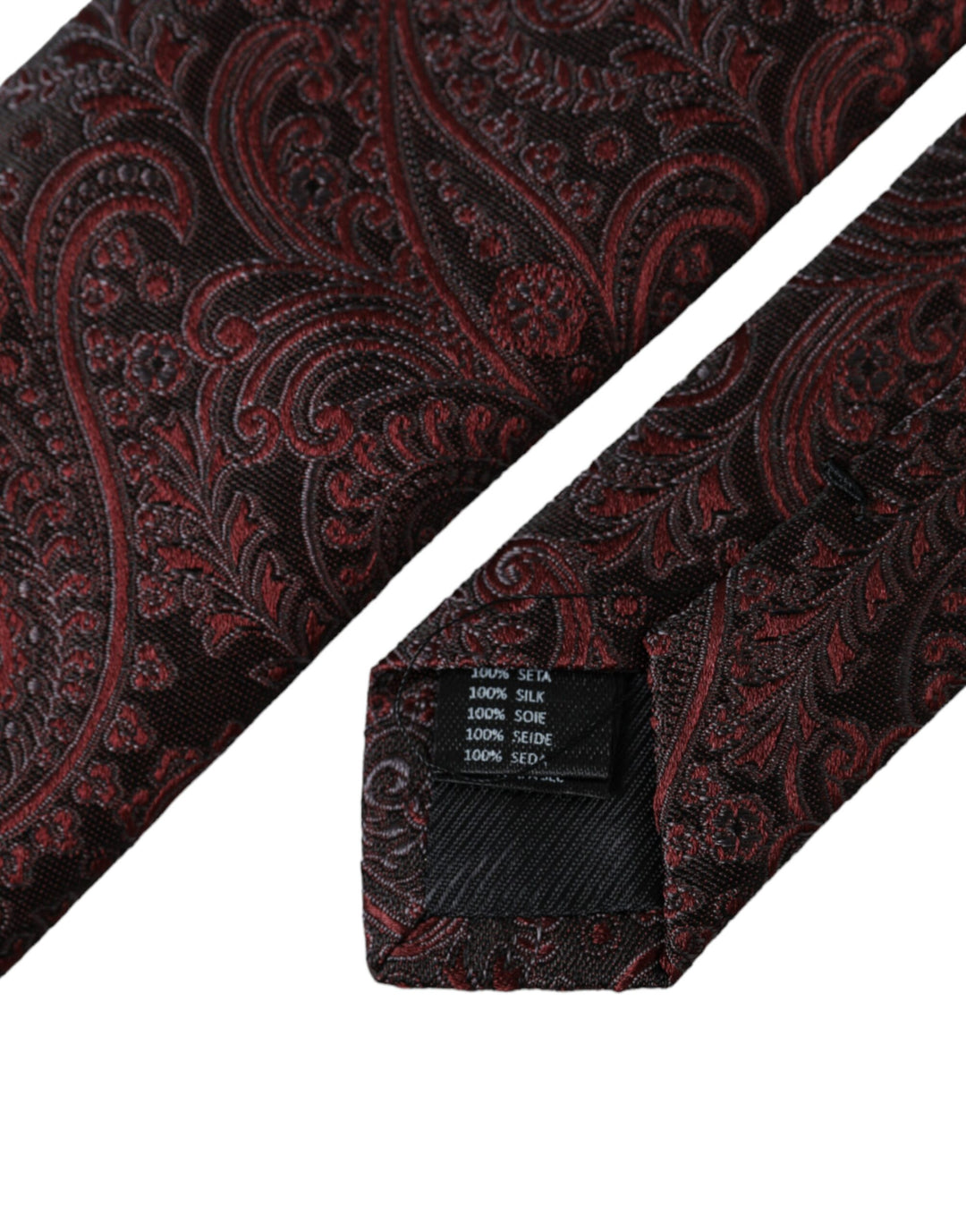 Bordeaux patterned silk tie for men, adjustable