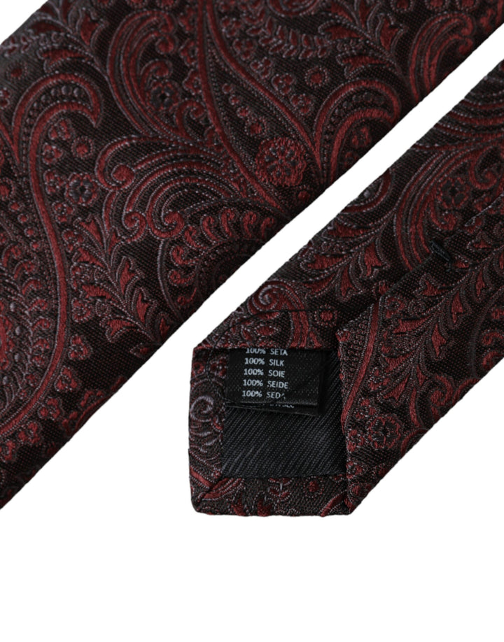 Bordeaux patterned silk tie for men, adjustable