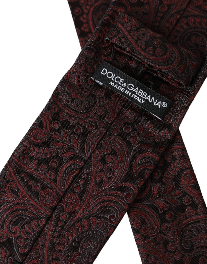 Bordeaux patterned silk tie for men, adjustable