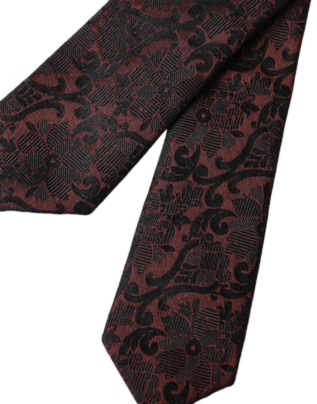 Maroon Floral Fantasy Silk Tie for Men, Adjustable