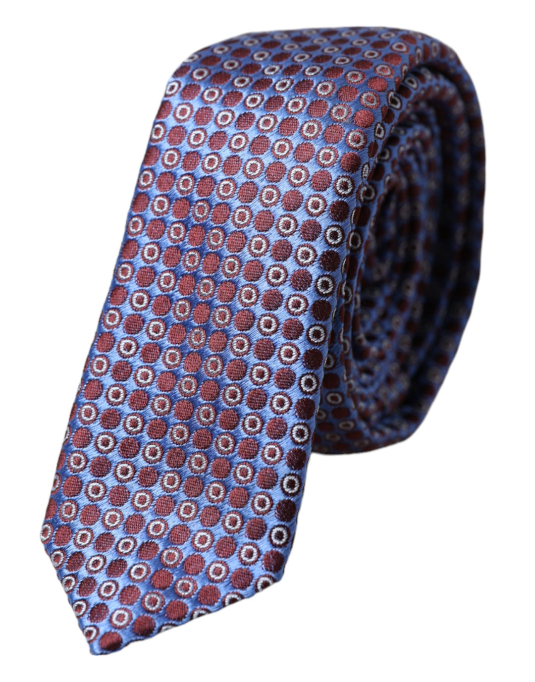 Blue purple patterned silk tie for men, adjustable