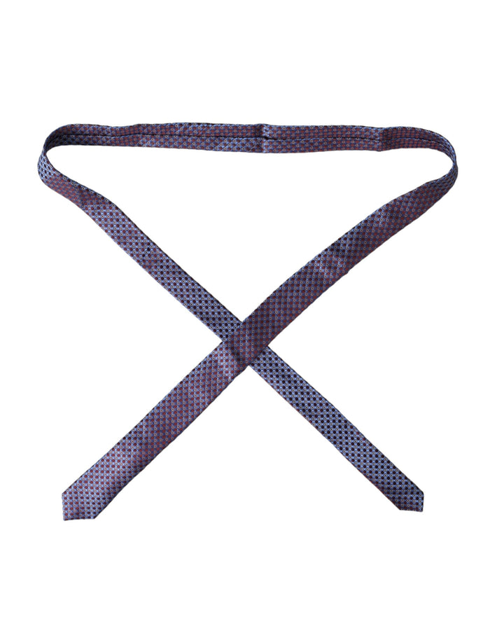 Blue purple patterned silk tie for men, adjustable