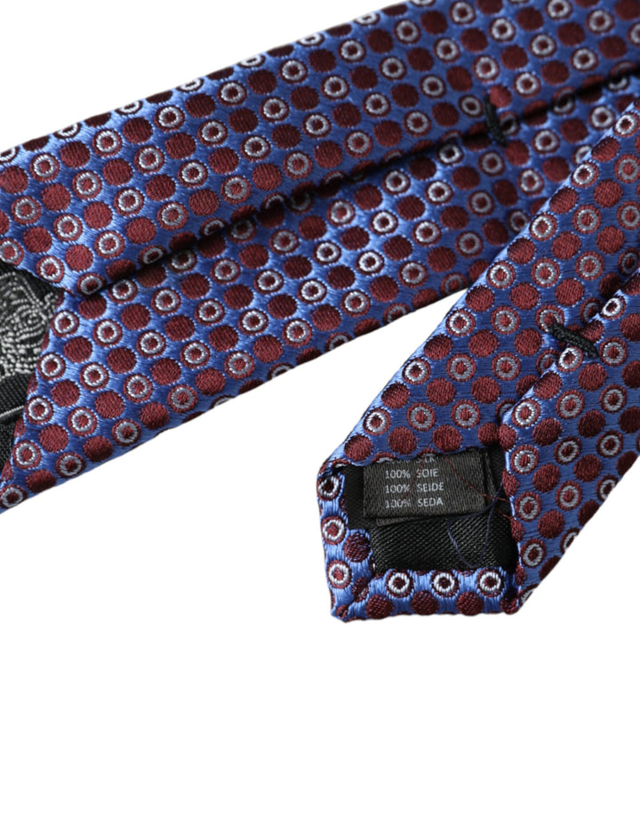 Blue purple patterned silk tie for men, adjustable