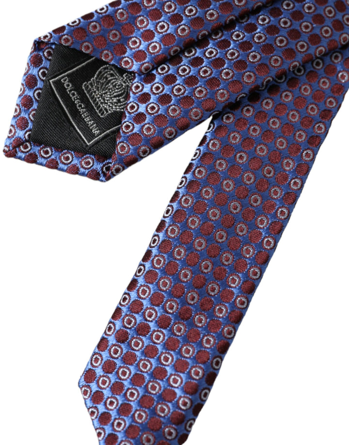 Blue purple patterned silk tie for men, adjustable