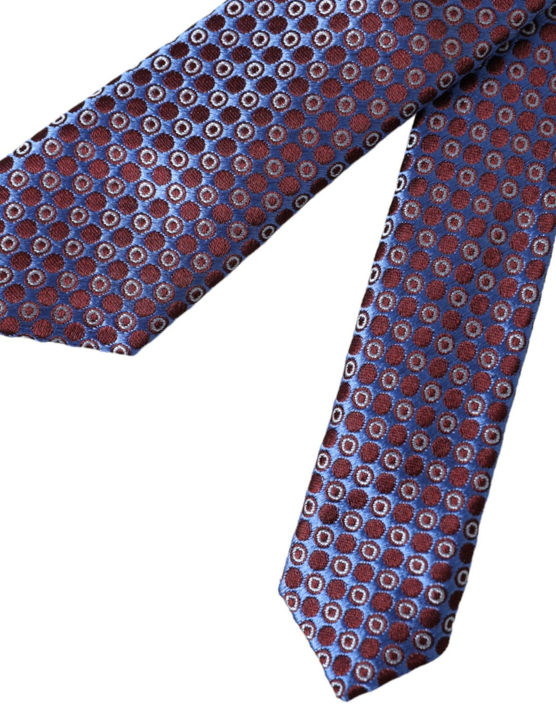 Blue purple patterned silk tie for men, adjustable