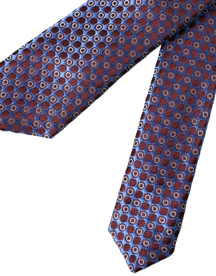 Blue purple patterned silk tie for men, adjustable