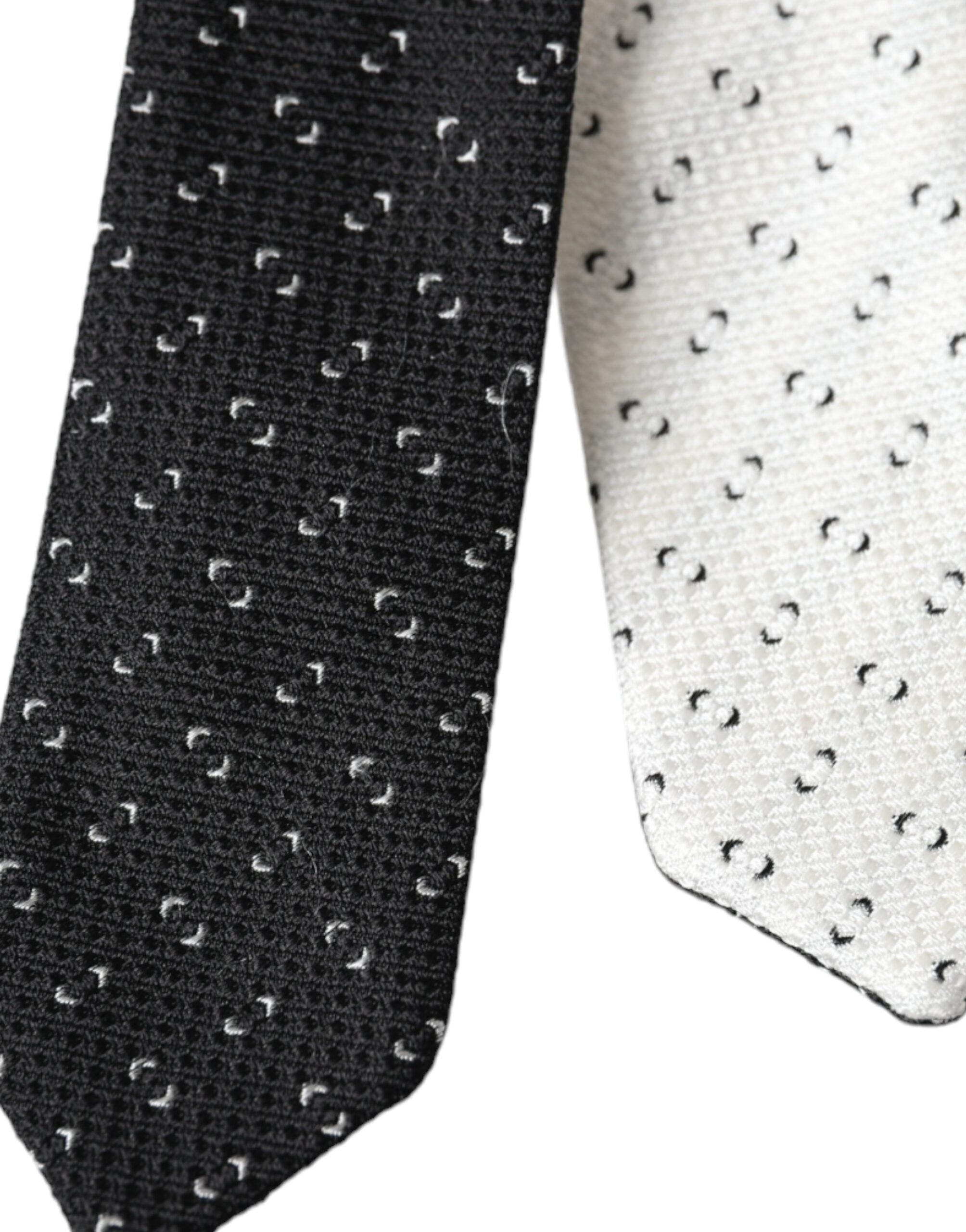 Black and White Patterned Adjustable Tie