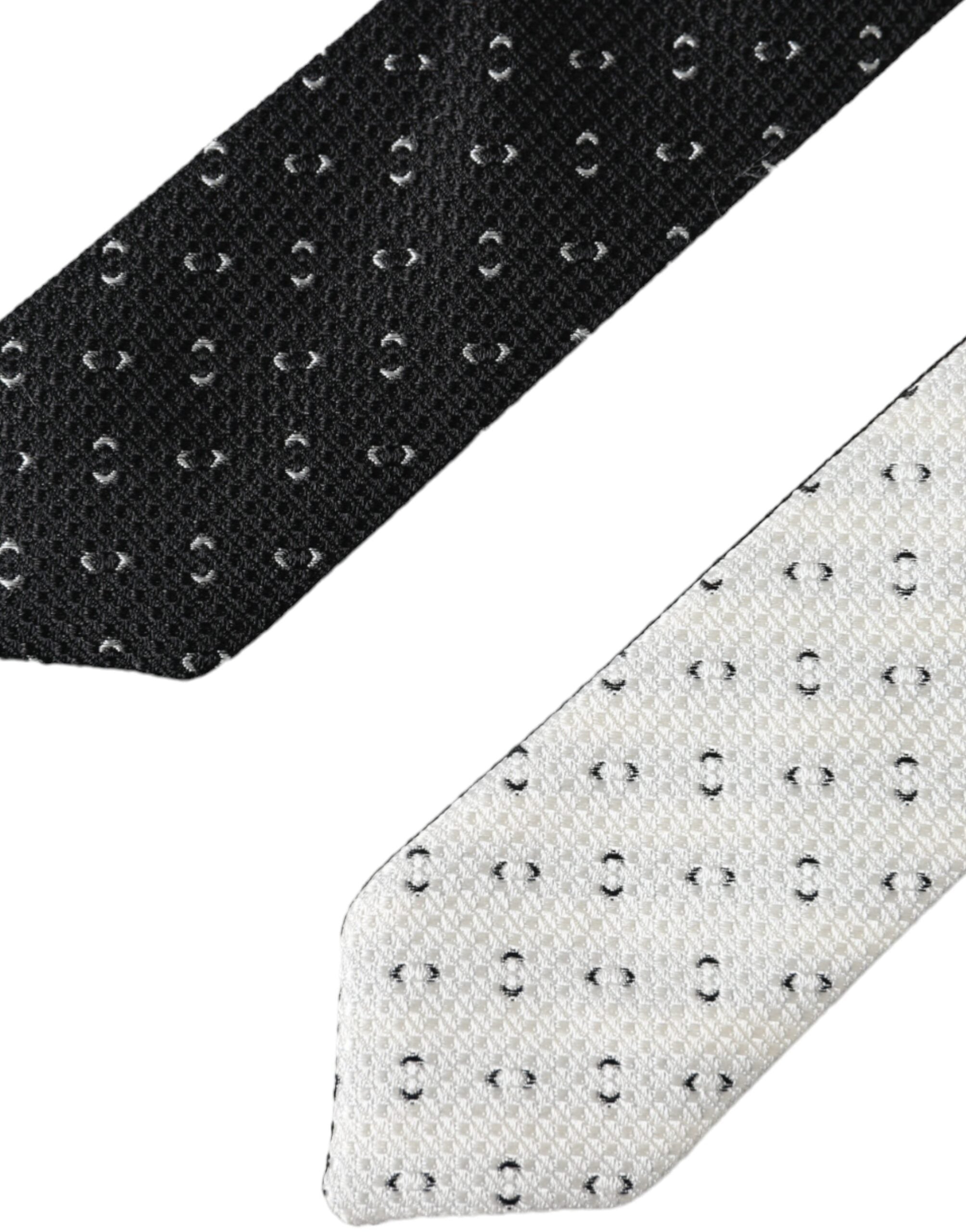 Black and White Patterned Adjustable Tie