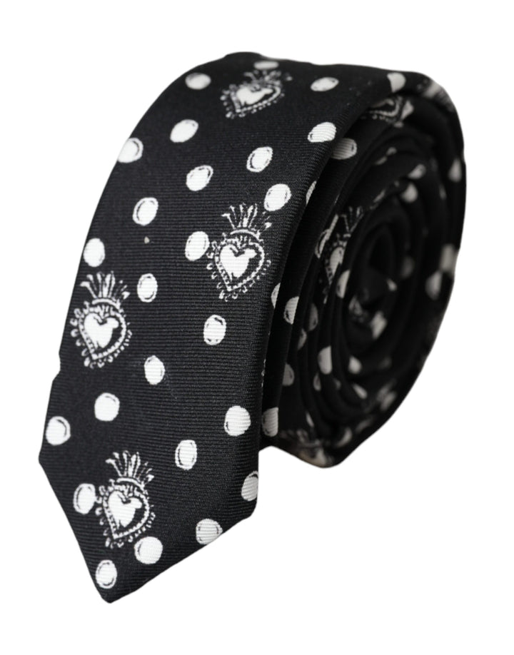 Black heart dot tie, adjustable