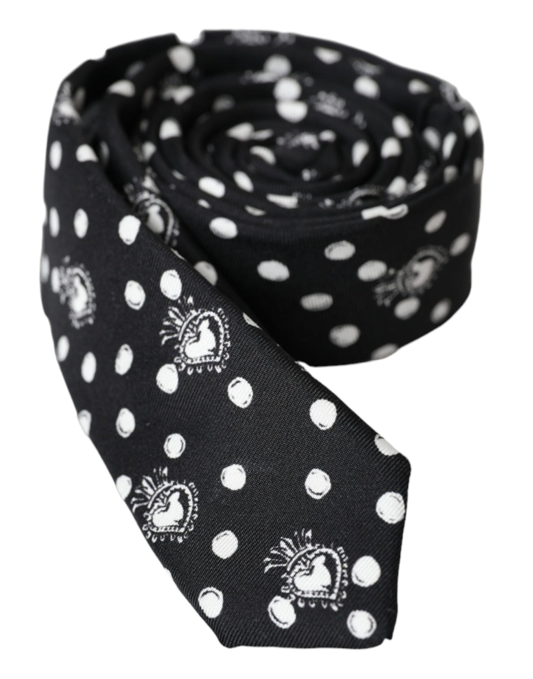 Black heart dot tie, adjustable