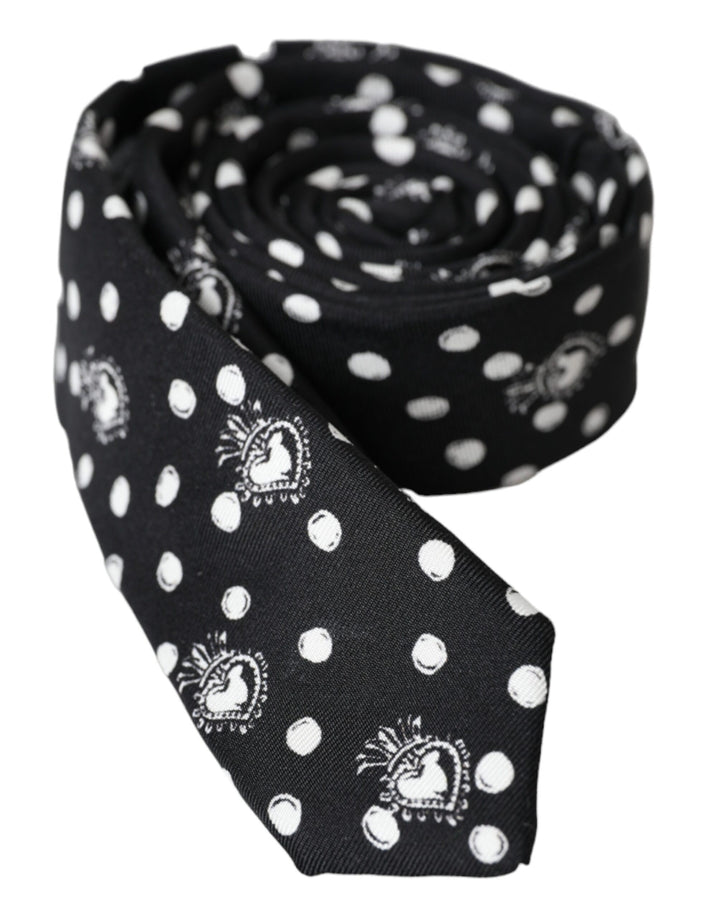Black heart dot tie, adjustable