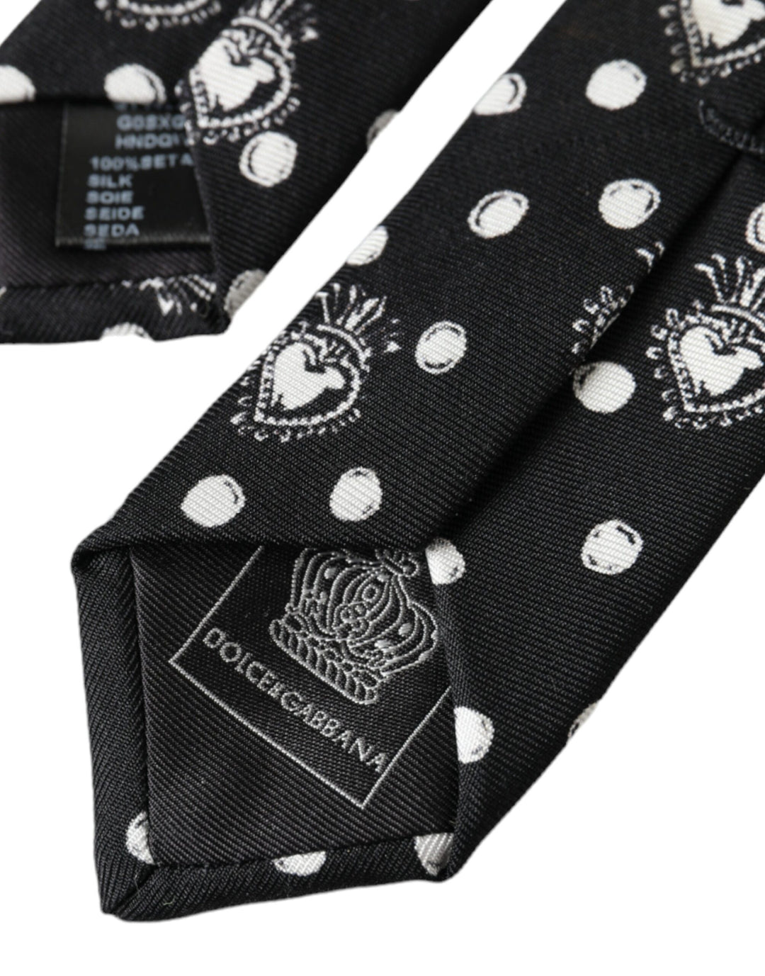 Black heart dot tie, adjustable