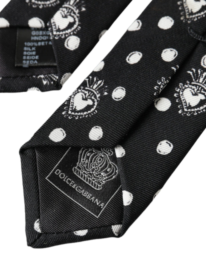 Black heart dot tie, adjustable
