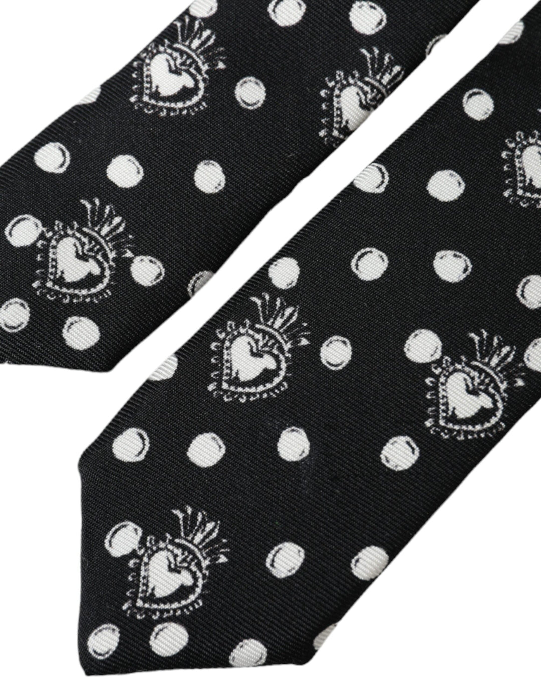 Black heart dot tie, adjustable