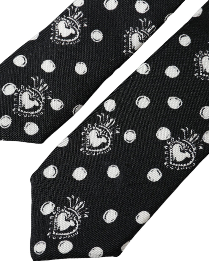 Black heart dot tie, adjustable