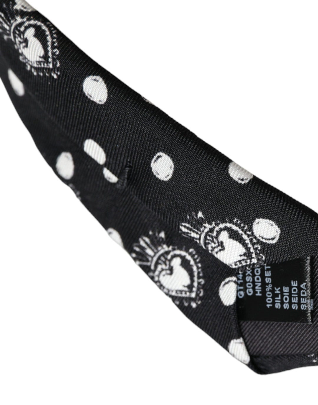 Black heart dot tie, adjustable