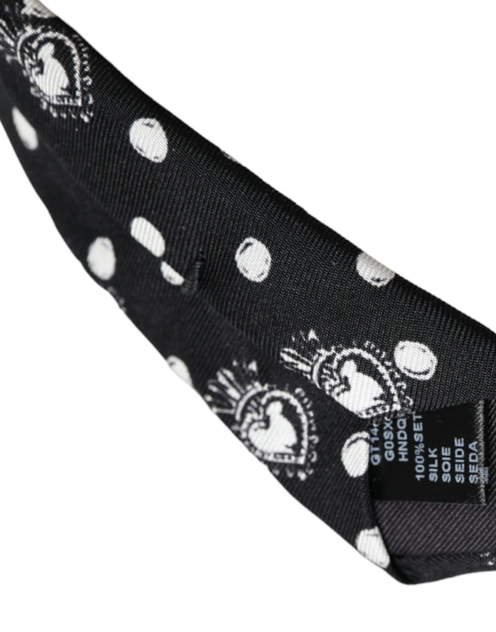 Black heart dot tie, adjustable