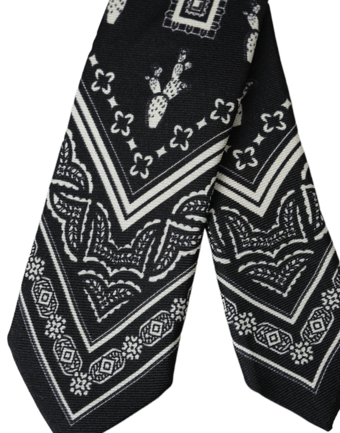 Black patterned adjustable tie made of 100% silk