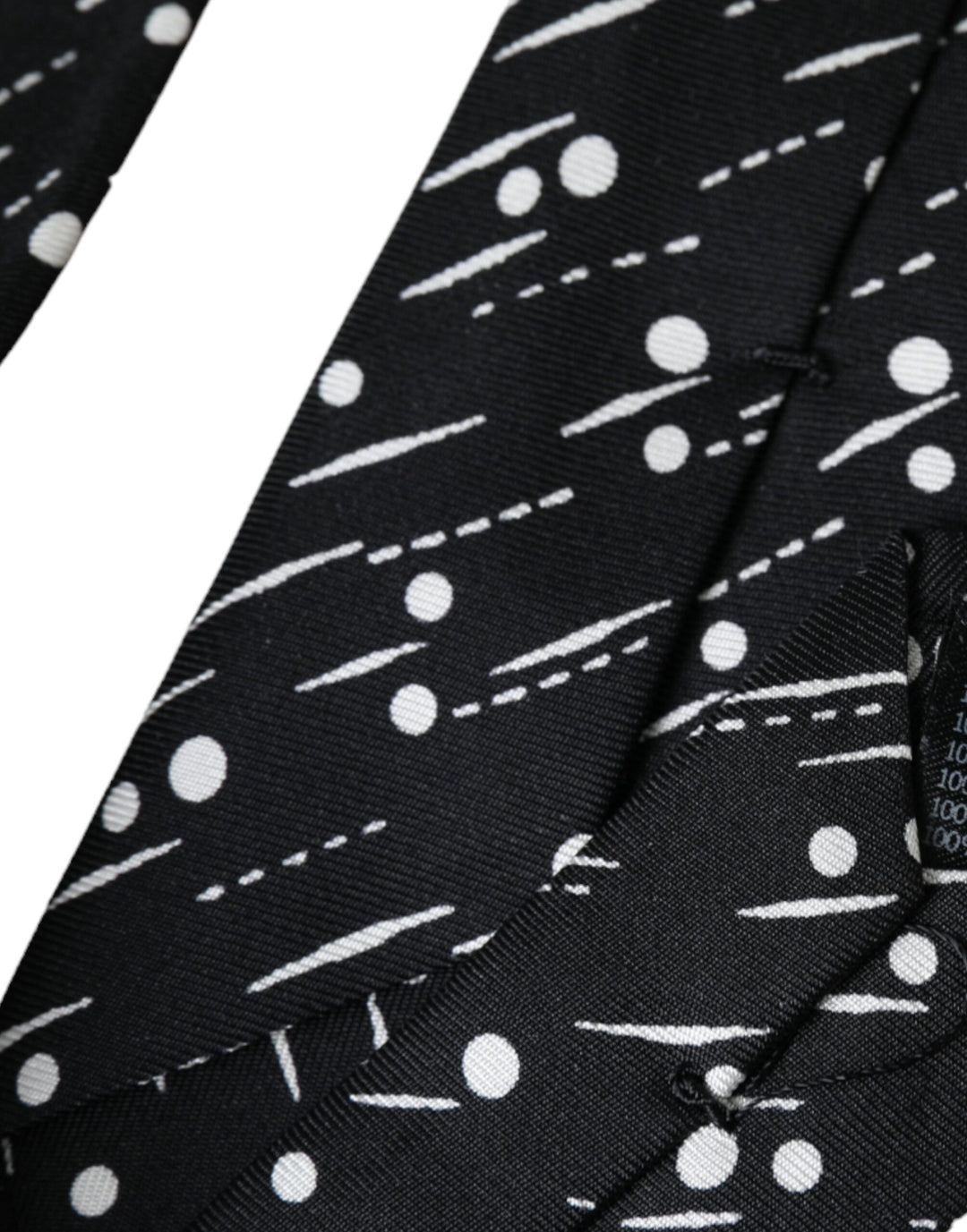 Black dotted adjustable tie made of 100% silk