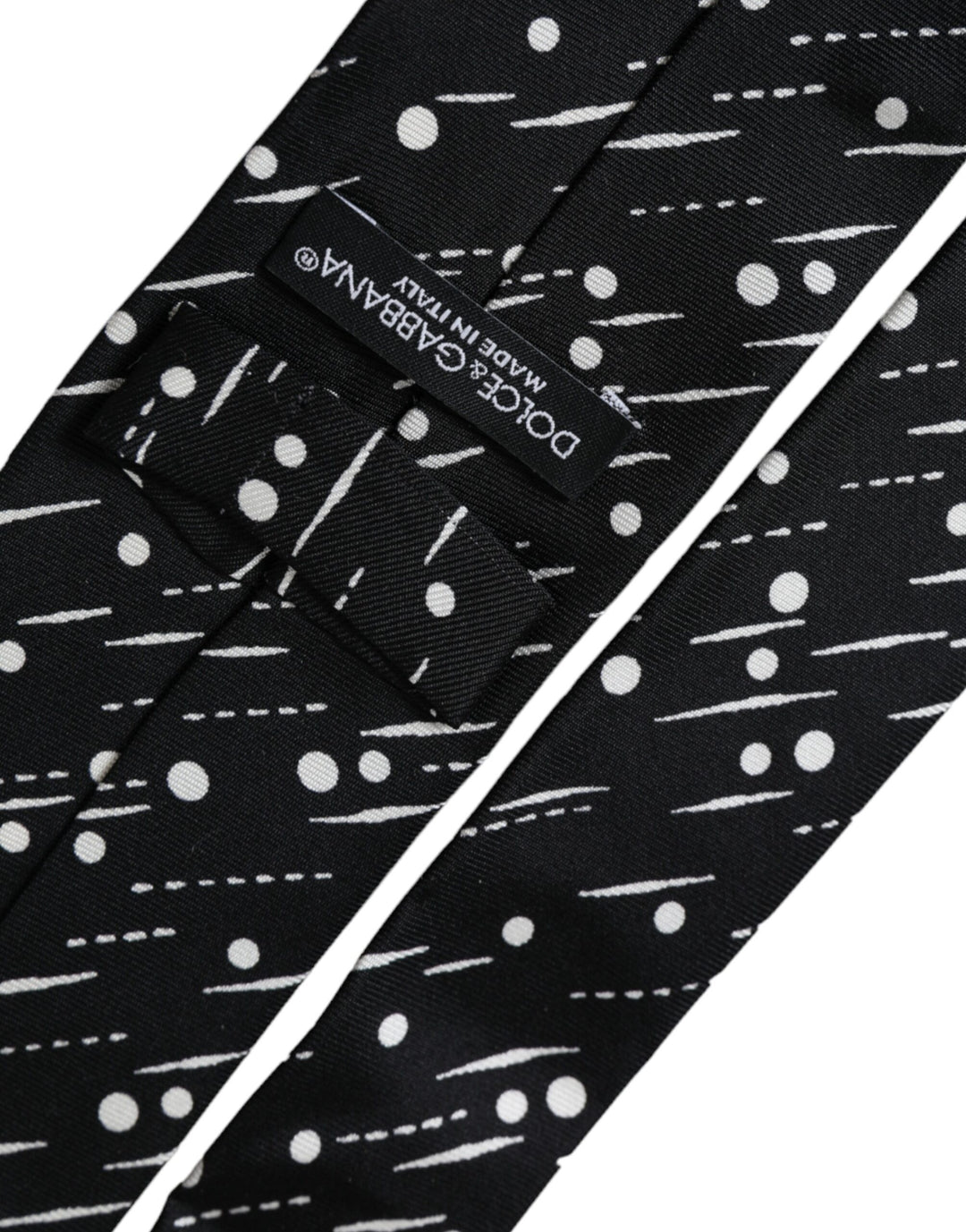 Black dotted adjustable tie made of 100% silk