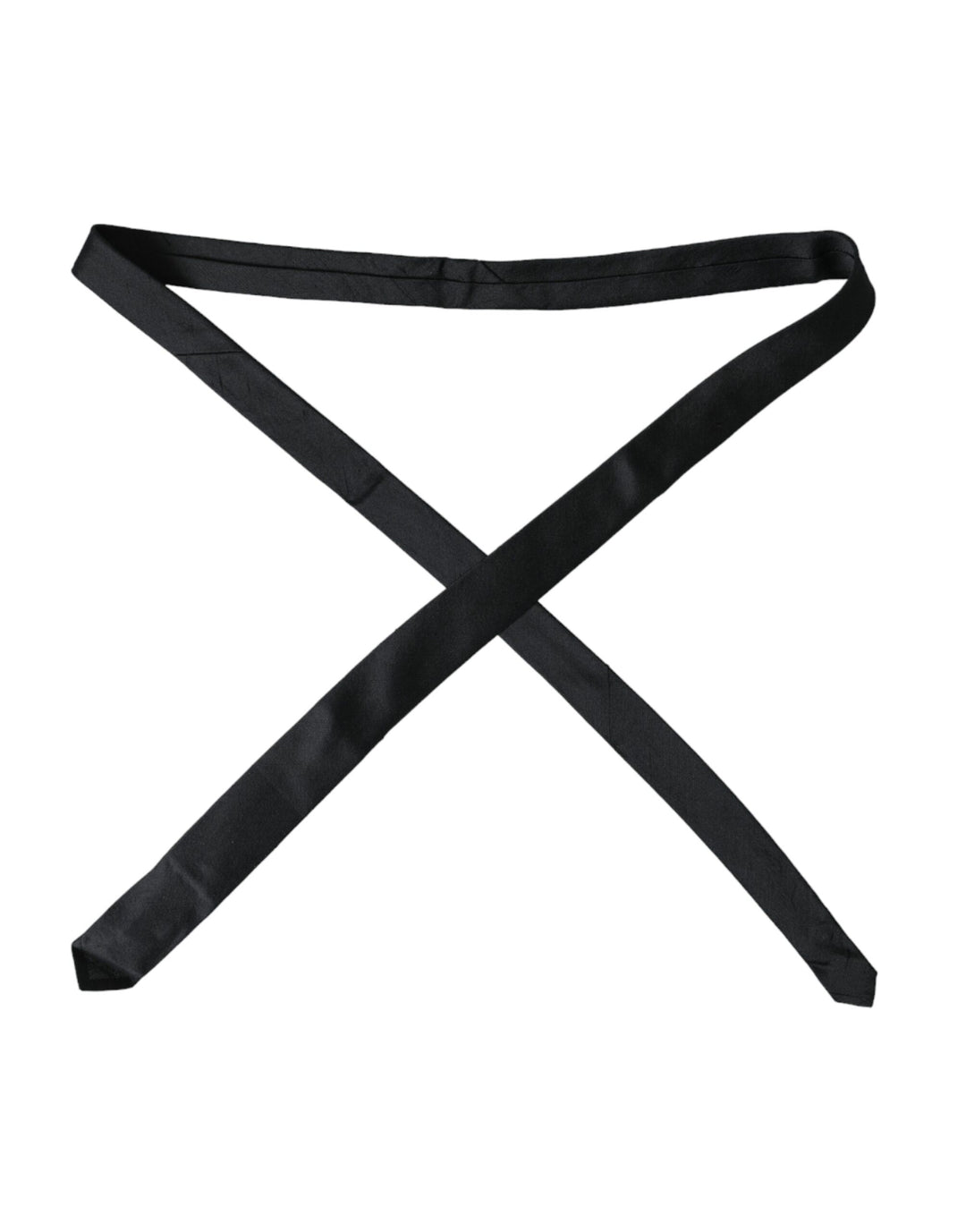 Black solid tie made of 100% silk, adjustable