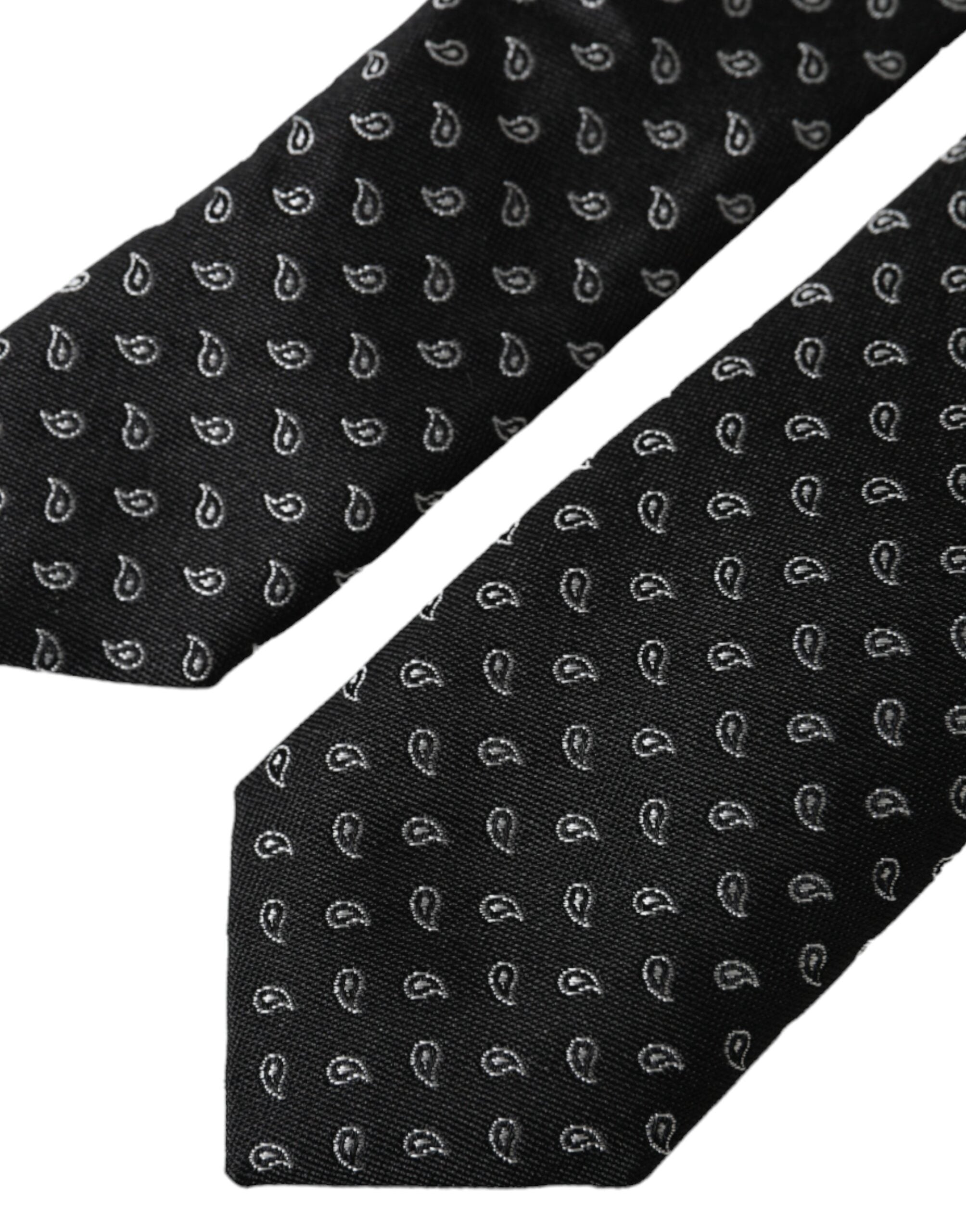 Black jacquard patterned silk tie for men, adjustable