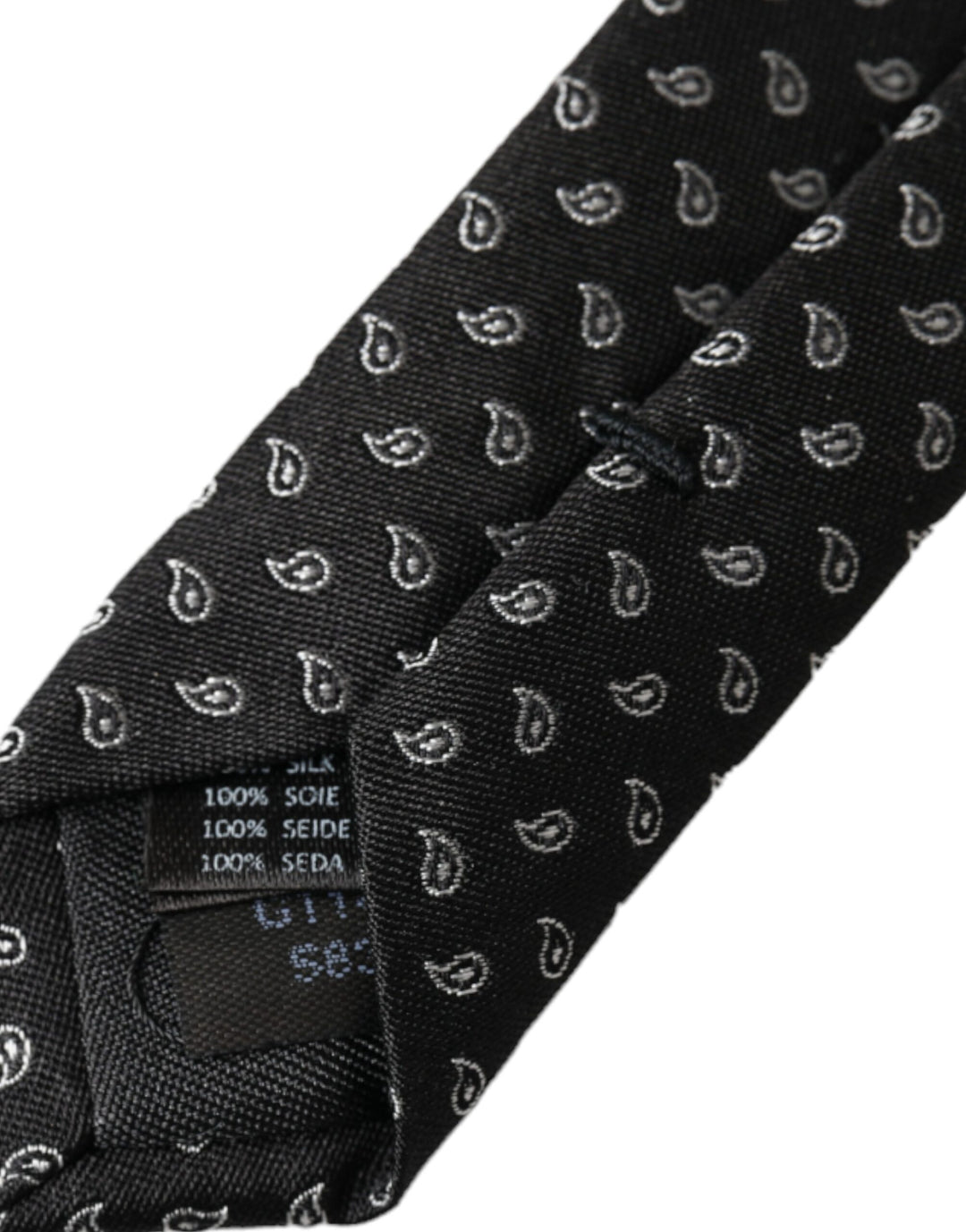 Black jacquard patterned silk tie for men, adjustable