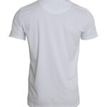 White cotton T-shirt with round neck and short sleeves