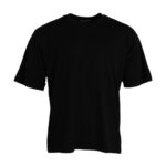 Schwarzes Baumwoll-T-Shirt mit Rundhalsausschnitt und kurzen Ärmeln
