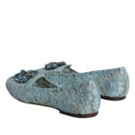 Dolce & Gabbana Blau Spitze Kristall Ballett Flats Loafers Schuhe