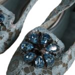 Dolce & Gabbana Blau Spitze Kristall Ballett Flats Loafers Schuhe