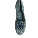 Dolce & Gabbana Blau Spitze Kristall Ballett Flats Loafers Schuhe