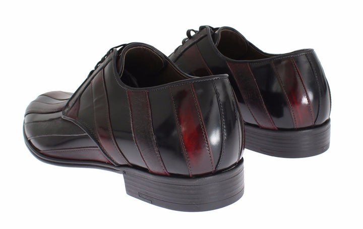 Dolce & Gabbana Elegante schwarz-bordeaux gestreifte Lederschuhe