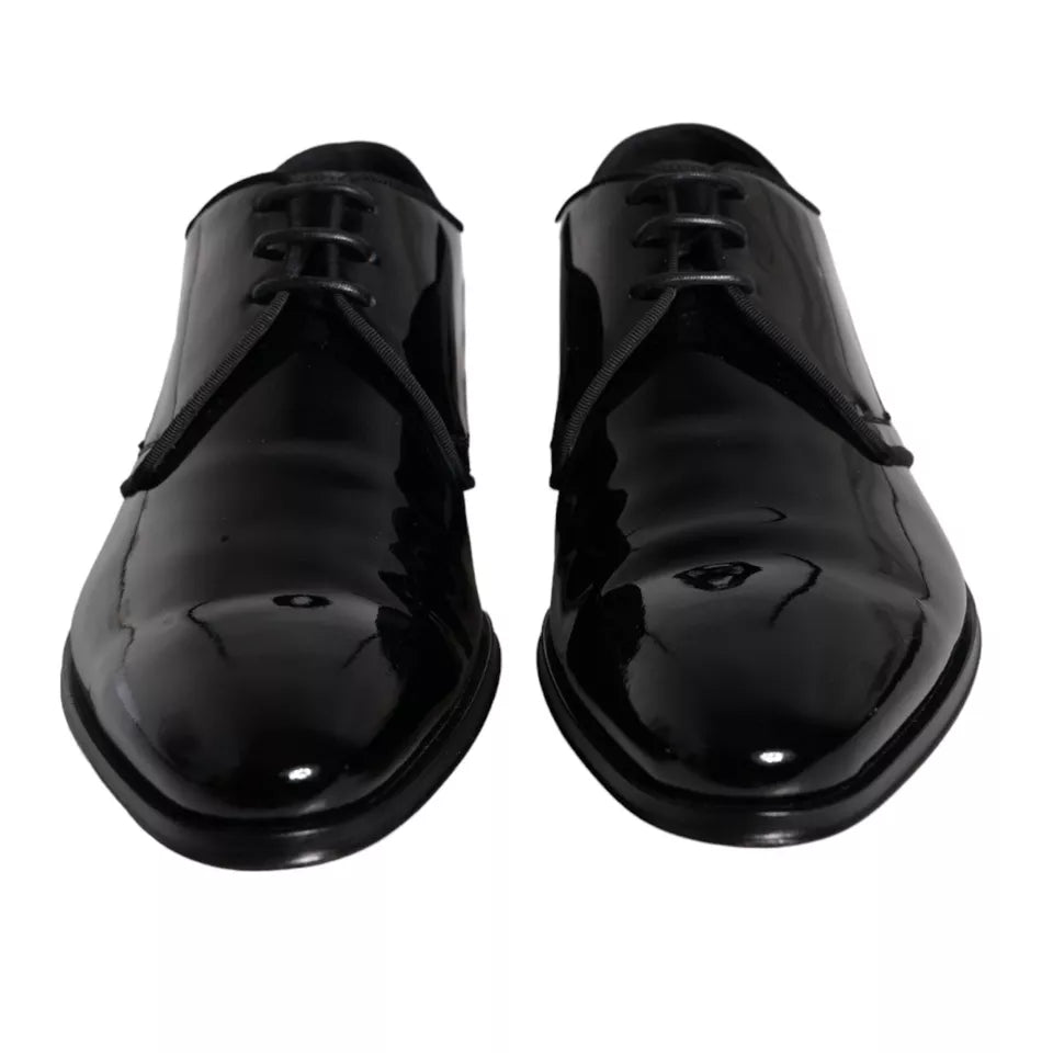 Black calf leather derby men's dress shoes
