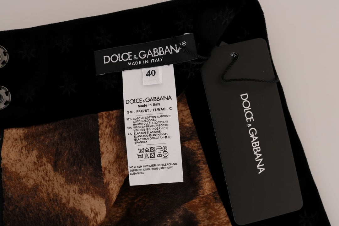 Dolce & Gabbana Barock bestickter Bleistiftrock aus Samt