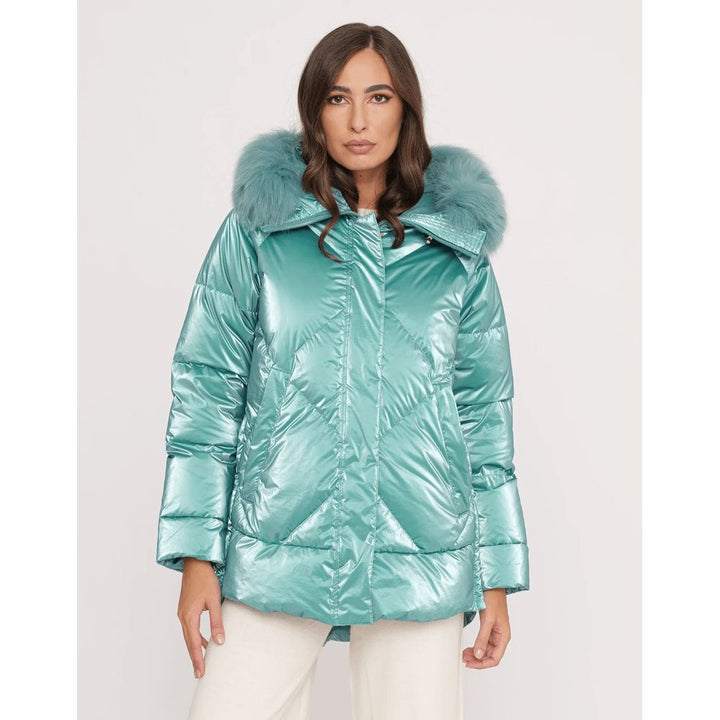 Light blue polyester women's jacket