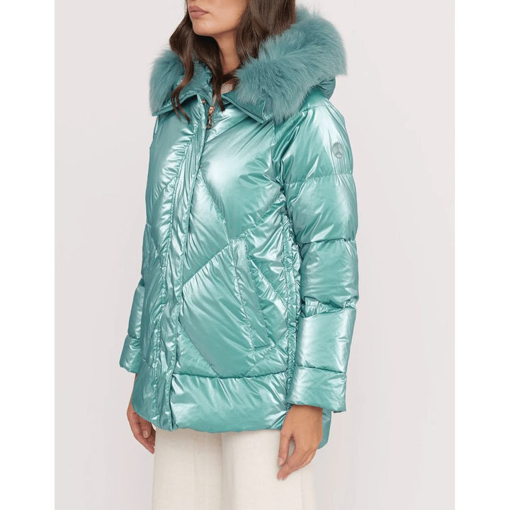 Light blue polyester women's jacket