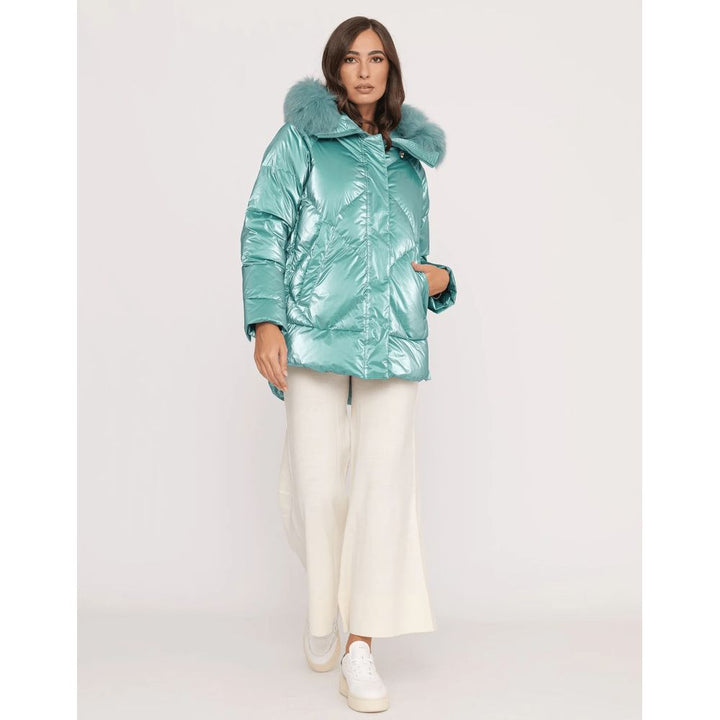 Light blue polyester women's jacket