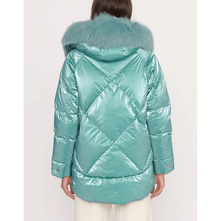 Light blue polyester women's jacket