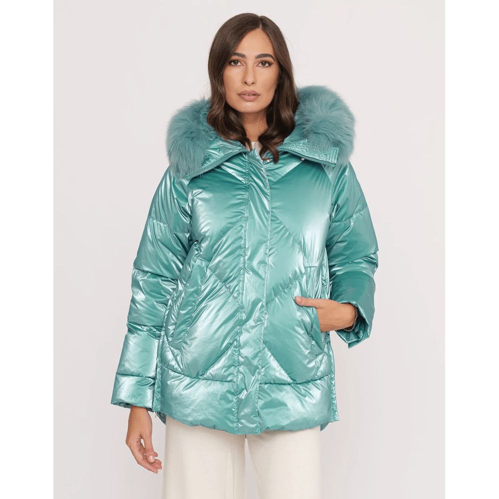 Light blue polyester women's jacket