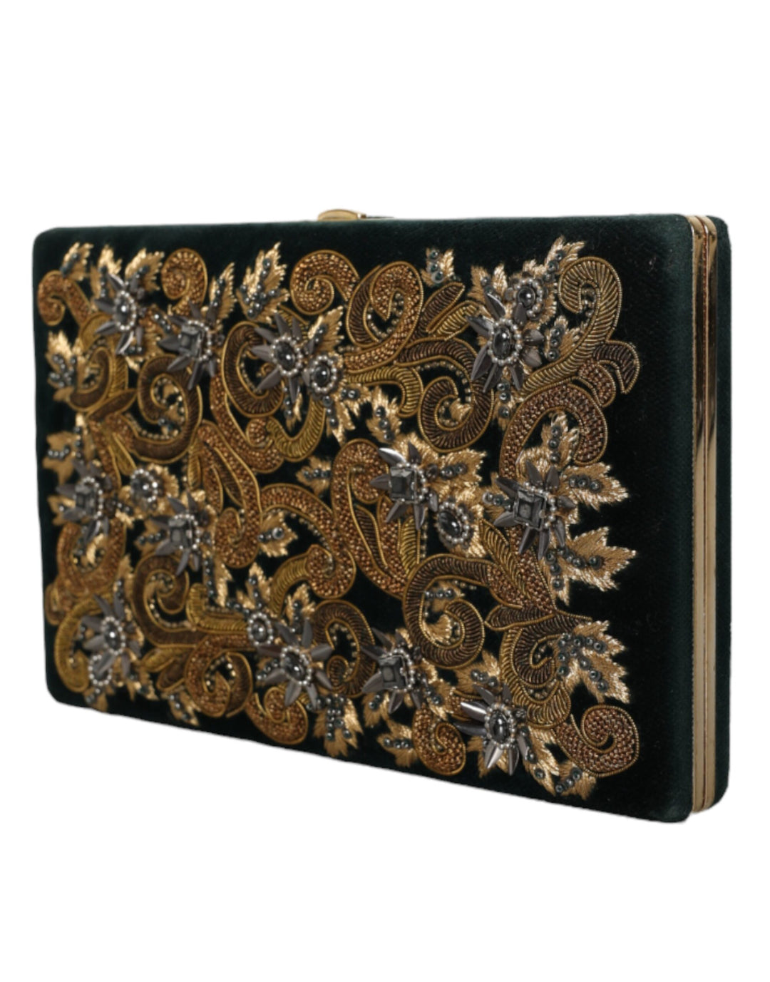 Black Velvet Gold Frame Clutch Evening Party Handbag