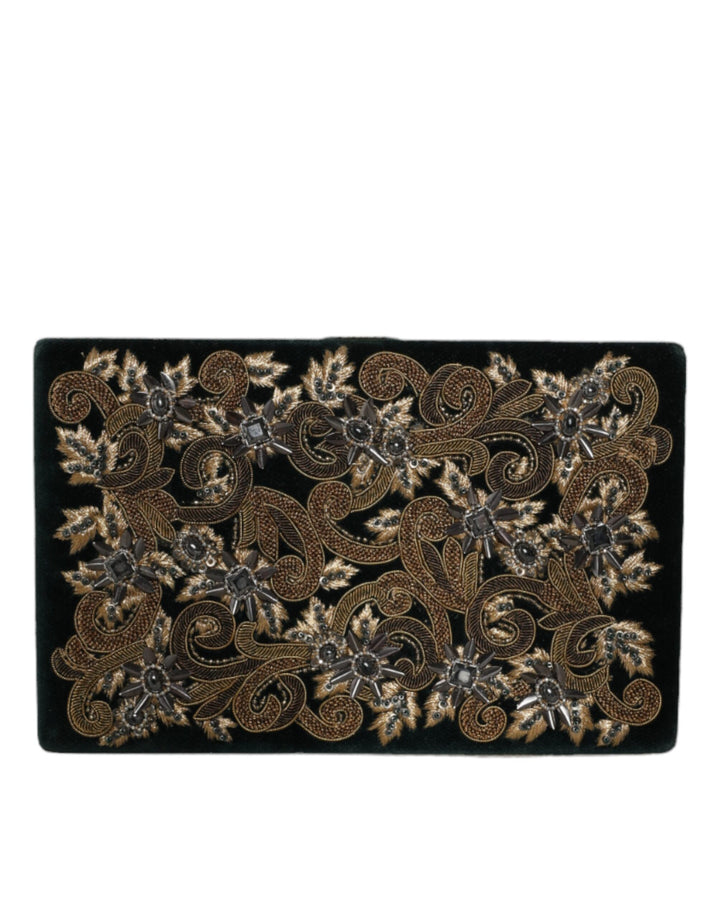 Black Velvet Gold Frame Clutch Evening Party Handbag