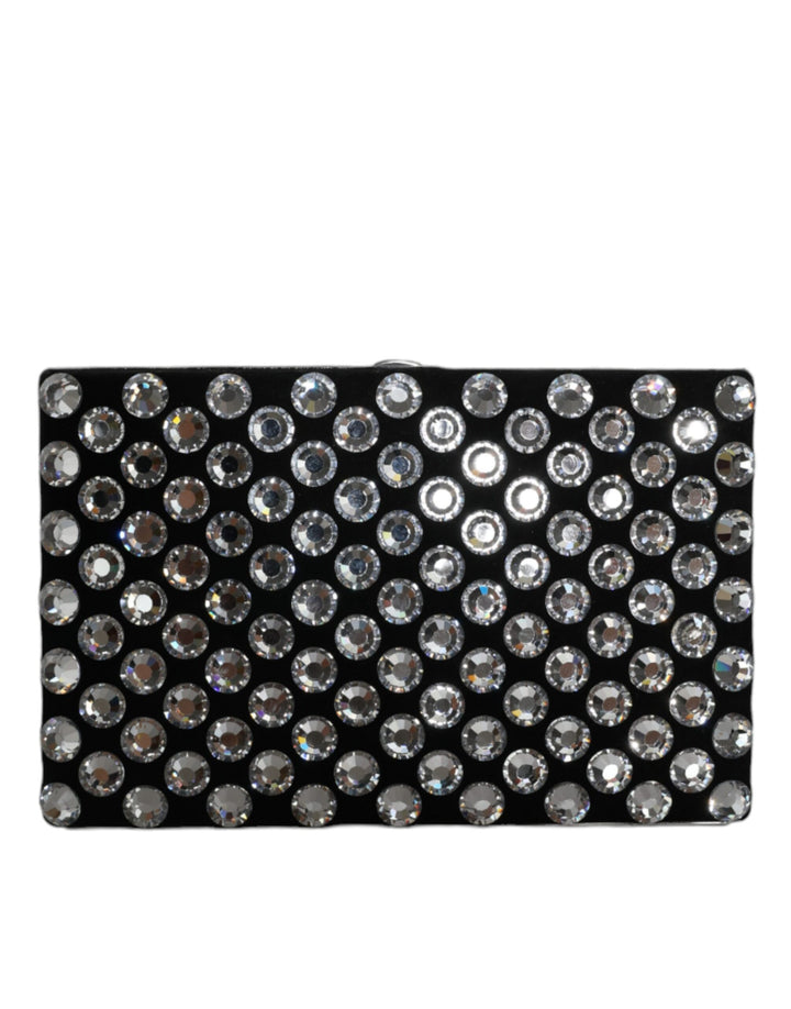 Black Velvet Crystal Clutch Evening Party Handbag